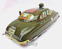 RARE Vintage 50's Louis Marx Toys 11 Tin Wind Up ARMY STAFF CAR