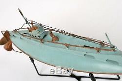 RARE! Vintage Bing 1920s Tin Submarine 10.5 Working Clockwork w Stand Germany