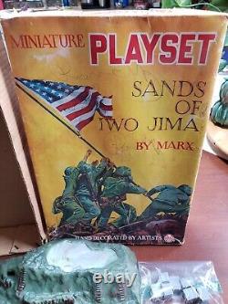RARE Vintage Hand Decorated Marx Sands of Iwo Jima Minitature Playset WithOrig Box