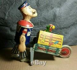 RARE Vintage Marx Popeye Express with Pop-up Parrot Tin Wind Up Toy Works