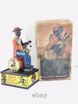 RARE Vintage Marx, SPIC The Coon Drummer Tin Windup Toy