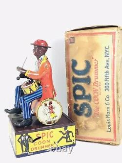 RARE Vintage Marx, SPIC The Coon Drummer Tin Windup Toy