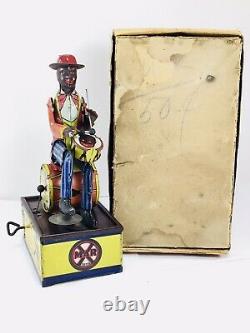 RARE Vintage Marx, SPIC The Coon Drummer Tin Windup Toy