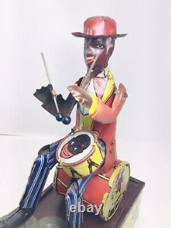 RARE Vintage Marx, SPIC The Coon Drummer Tin Windup Toy with Box