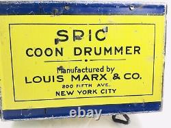 RARE Vintage Marx, SPIC The Coon Drummer Tin Windup Toy with Box