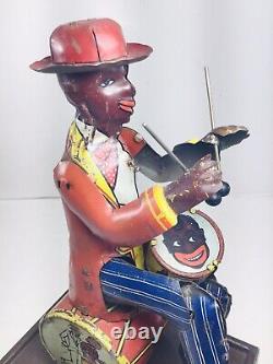 RARE Vintage Marx, SPIC The Coon Drummer Tin Windup Toy with Box