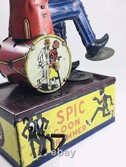 RARE Vintage Marx, SPIC The Coon Drummer Tin Windup Toy with Box