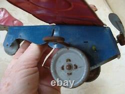 RARE Vintage Strauss Scout Flyer Plane Wind-Up Mechanical Toy No. 48 Antique