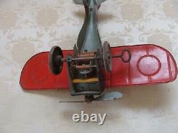 RARE Vintage Strauss Scout Flyer Plane Wind-Up Mechanical Toy No. 48 Antique