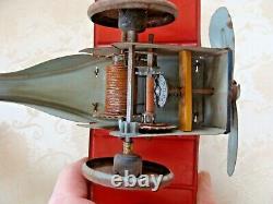 RARE Vintage Strauss Scout Flyer Plane Wind-Up Mechanical Toy No. 48 Antique