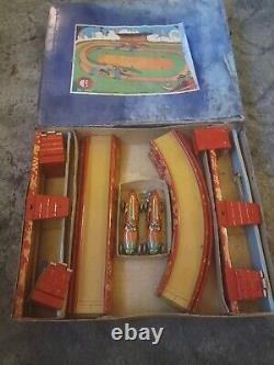 RARE Vintage Tippco (#793) German Wind Up Car Race Track Set Tin Litho