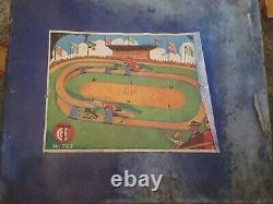 RARE Vintage Tippco (#793) German Wind Up Car Race Track Set Tin Litho