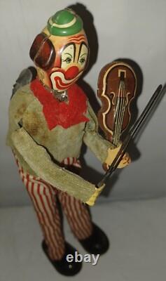 RARE Vtg. 1950s HAPPY, THE VIOLINIST Clown # 1216 Mechanical Toy with Box WORKS