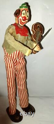 RARE Vtg. 1950s HAPPY, THE VIOLINIST Clown # 1216 Mechanical Toy with Box WORKS