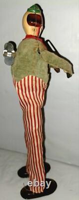 RARE Vtg. 1950s HAPPY, THE VIOLINIST Clown # 1216 Mechanical Toy with Box WORKS