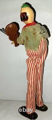 RARE Vtg. 1950s HAPPY, THE VIOLINIST Clown # 1216 Mechanical Toy with Box WORKS