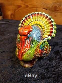RARE original vintage tin toy wind up mechanical TURKEY made in GERMANY