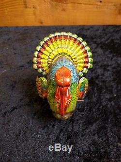 RARE original vintage tin toy wind up mechanical TURKEY made in GERMANY