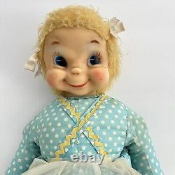 RUSHTON Rubber Face Doll Ms Beasley Blue White Polka Dot Yellow Shoes Jill Doll