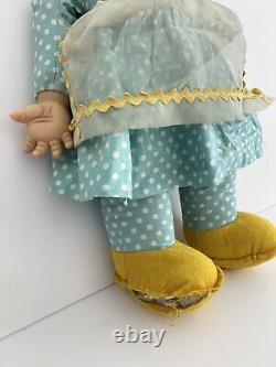 RUSHTON Rubber Face Doll Ms Beasley Blue White Polka Dot Yellow Shoes Jill Doll