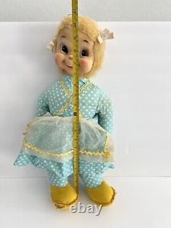 RUSHTON Rubber Face Doll Ms Beasley Blue White Polka Dot Yellow Shoes Jill Doll