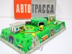 RUSSIAN U. S. S. R. CCCP VINTAGE TIN TOY BUS STATION WIND-UP 1950's