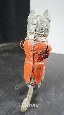 R GUNTHERMANN Tin Clockwork CAT DRUMMER Windup Toy GERMAN IN RARE RED COAT