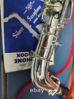 RareVintage Plastic Emenee Gold & Silver Saxophone Musical Instrument Toy In Box