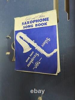 RareVintage Plastic Emenee Gold & Silver Saxophone Musical Instrument Toy In Box