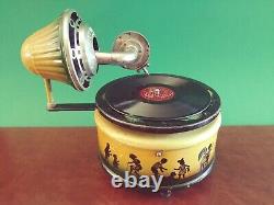 Rare 1920's Nifty Nirona Tin Wind-up Gramophone Tinplate Phonograph with Or. Box