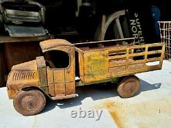 Rare 1920s CHEIN HERCULES MOTOR EXPRESS MACK STAKE TRUCK Toy Antique Vtg