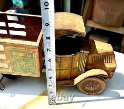 Rare 1920s CHEIN HERCULES MOTOR EXPRESS MACK STAKE TRUCK Toy Antique Vtg