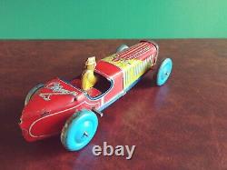 Rare 1930's Asakusa Japan Tin Wind-up Olympic Racer Tinplate Open Wheel Race Car