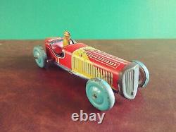 Rare 1930's Asakusa Japan Tin Wind-up Olympic Racer Tinplate Open Wheel Race Car