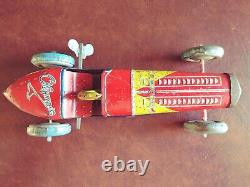 Rare 1930's Asakusa Japan Tin Wind-up Olympic Racer Tinplate Open Wheel Race Car