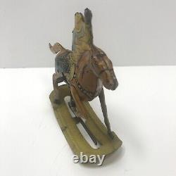 Rare 1930's Marx Tin Toy Wind Up Rocking Cowboy Works Great