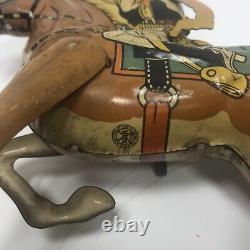 Rare 1930's Marx Tin Toy Wind Up Rocking Cowboy Works Great