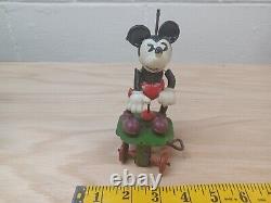 Rare 1930s Mickey Mouse carousel Wind-Up Celluloid tin toy made in japan tin toy