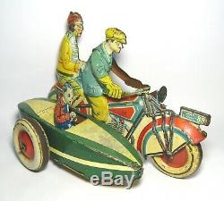 Rare 1939 MATARAZZO 9Sidecar Motorcycle/Motorrad/Moto Win-Up Tin Toy Ingap/GeLy
