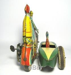 Rare 1939 MATARAZZO 9Sidecar Motorcycle/Motorrad/Moto Win-Up Tin Toy Ingap/GeLy