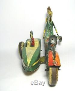 Rare 1939 MATARAZZO 9Sidecar Motorcycle/Motorrad/Moto Win-Up Tin Toy Ingap/GeLy