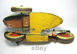 Rare 1939 MATARAZZO 9Sidecar Motorcycle/Motorrad/Moto Win-Up Tin Toy Ingap/GeLy