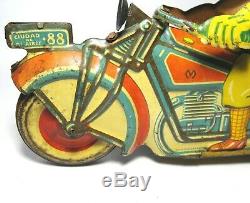 Rare 1939 MATARAZZO 9Sidecar Motorcycle/Motorrad/Moto Win-Up Tin Toy Ingap/GeLy