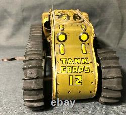 Rare 1940's Marx Tank Corps 12 Wind Up Tin Army Tank Presents Beautiful Works