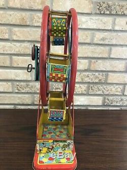 Rare 1950's Disney/Mickey Mouse Ferris Wheel Vintage tin wind up toy by J. Chein