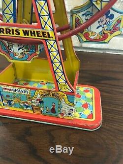Rare 1950's Disney/Mickey Mouse Ferris Wheel Vintage tin wind up toy by J. Chein