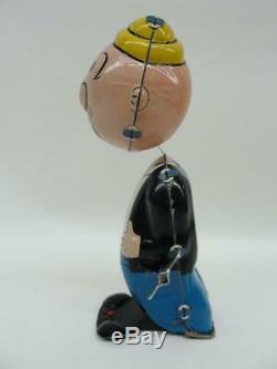 Rare! 1950's Line Mar Popeye Tin Wind Up Wimpy Nodder Comic Character Toy