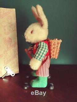 Rare 1950s US Zone Schuco Rolly 7404 Tin Wind-up Easter Rabbit Skater with Or. Box