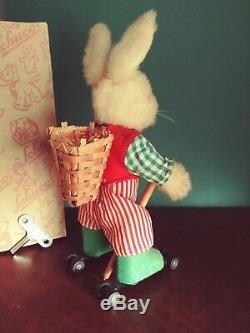 Rare 1950s US Zone Schuco Rolly 7404 Tin Wind-up Easter Rabbit Skater with Or. Box