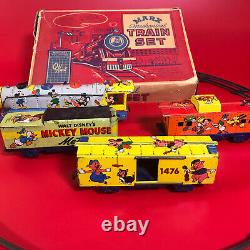 Rare 1952 Marx/Disney MICKEY MOUSE METEOR TRAIN SET + BOX / KEY VIDEO